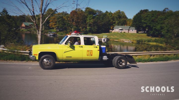 Lime yellow fire dept pickup